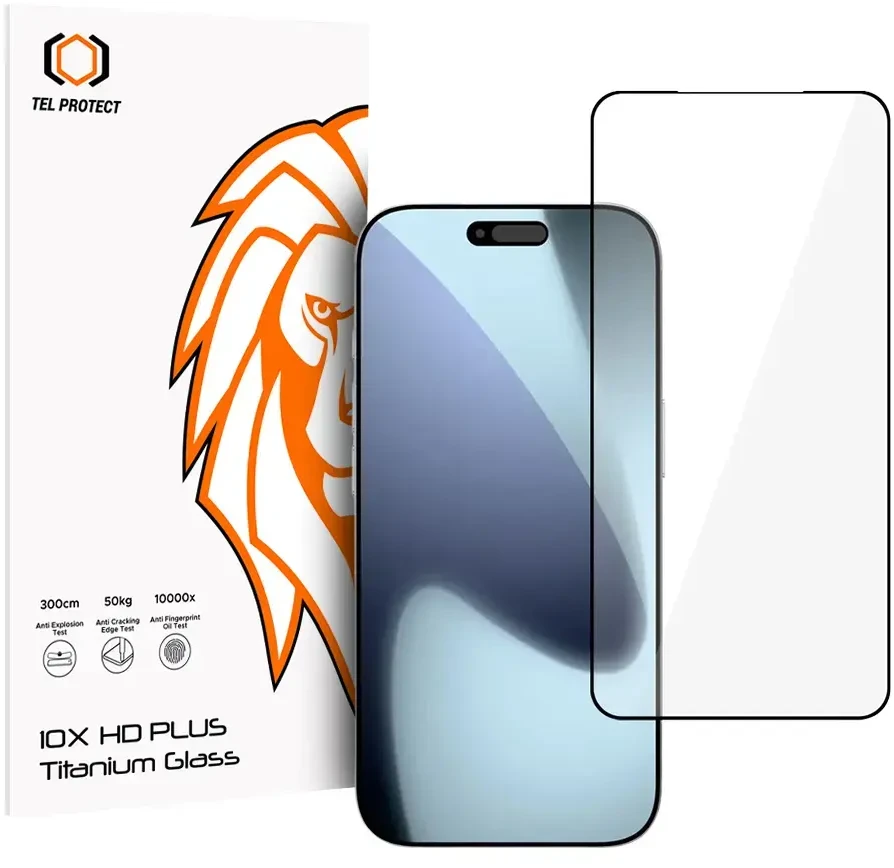 Apsauginis stiklas Tel Protect 10X HD Plus Titanium, skirtas iPhone 17 pro (vokelis)
