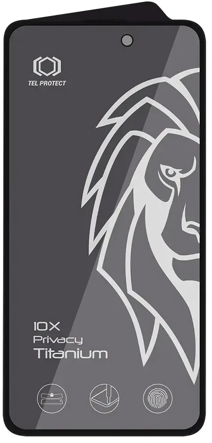 Grūdintas stiklas Tel Protect 10X Privacy Plus Titanium, skirtas iPhone 16 Pro/17 (dėklas)