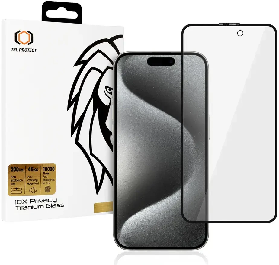 Apsauginis stiklas Tel Protect 10X Privacy Titanium skirtas Apple iPhone 16 Pro Max