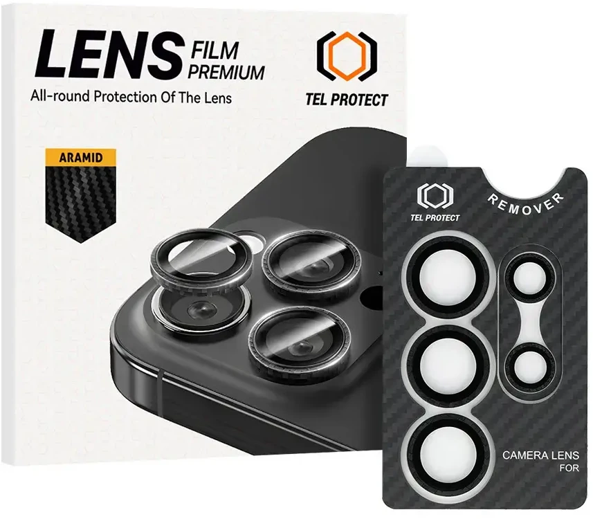Apsauginis stiklas Tel Protect 3D Lens Aramid Series on camera skirtas Samsung Galaxy S24 Ultra (objektyvui 5 vnt)