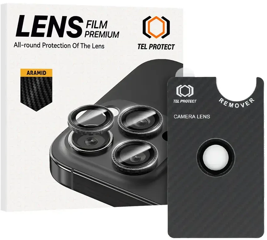 Apsauginis stiklas Tel Protect 3D Lens Aramid Series on camera skirtas Apple iPhone 17 Air (objektyvui 1 vnt)