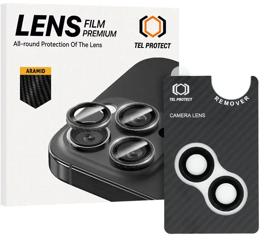 Apsauginis stiklas Tel Protect 3D Lens Aramid Series on camera skirtas Apple iPhone 13/13 Mini (objektyvui 2 vnt)