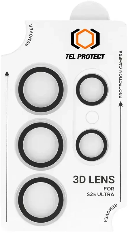 Grūdintas stiklas Tel Protect 3D Lens skirtas Samsung Galaxy S25 Ultra skaidrus (objektyvui 5 vnt)