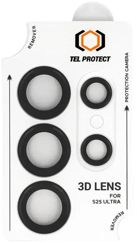 Grūdintas stiklas Tel Protect 3D Lens skirtas Samsung Galaxy S24 Ultra juodas (objektyvui 5 vnt)