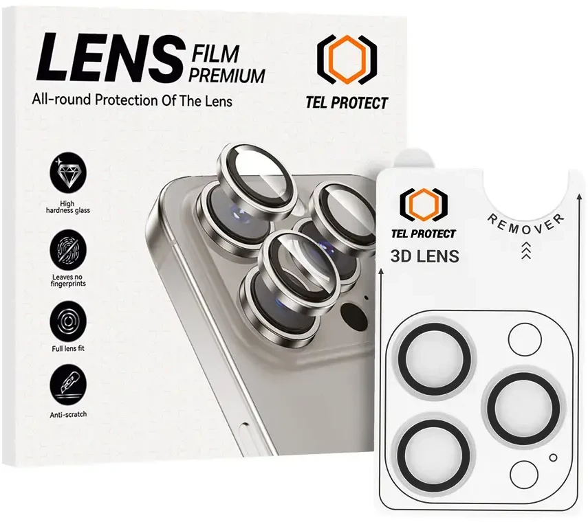 Tempered glass Tel Protect 3D kameros apsauga skirta Apple iPhone 17 Pro/17 Pro Max transparent (lens 3 pieces)