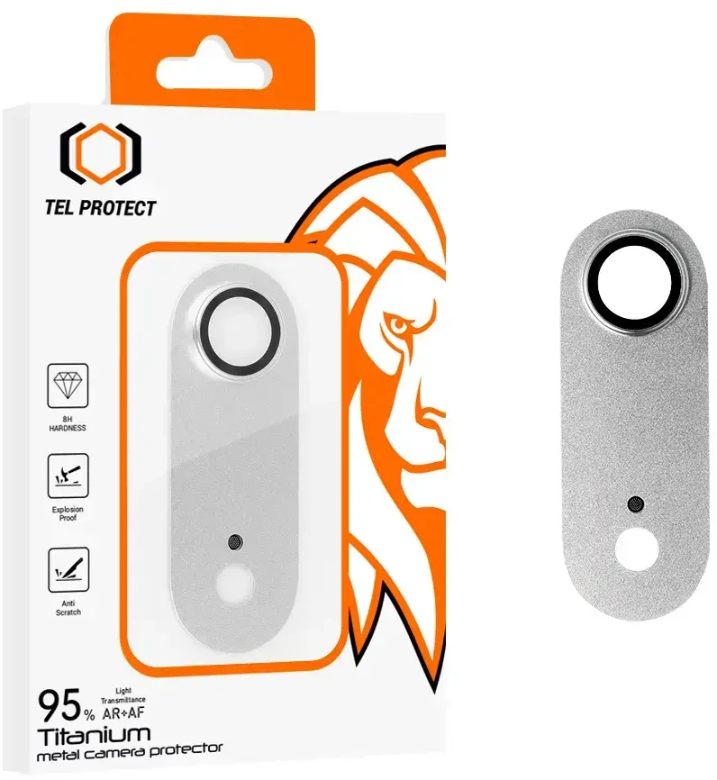 Apsauginis stiklas Tel Protect 95% AR+AF Full Metal Camera Protector on camera skirtas Apple iPhone 17 Air sidabrinis (camera island)