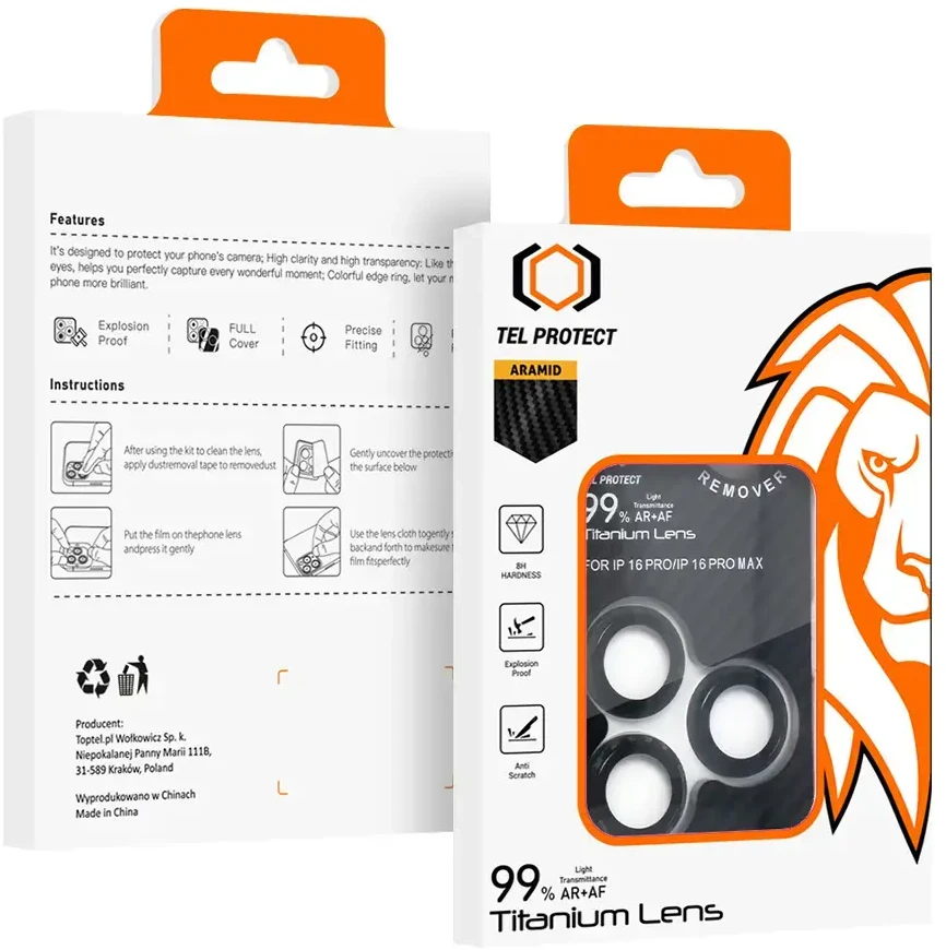 Apsauginis stiklas Tel Protect Titanium Lens 99% AR Aramid Series on camera skirtas Samsung Galaxy S25 Plus (objektyvui 3 vnt)