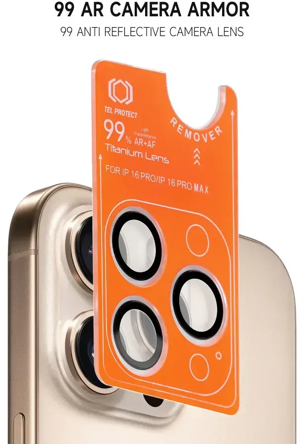Grūdintas stiklas Tel Protect Titanium Lens 99% AR skirtas Apple iPhone 15/15 Plus skaidrus (objektyvui 2 vnt)