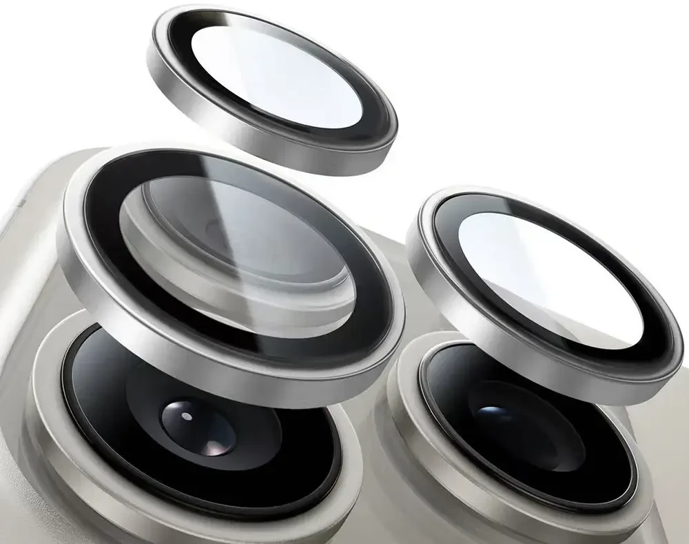 Grūdintas stiklas Tel Protect Titanium Lens 99% AR skirtas Apple iPhone 15 Pro/15 Pro Max skaidrus (objektyvui 3 vnt)