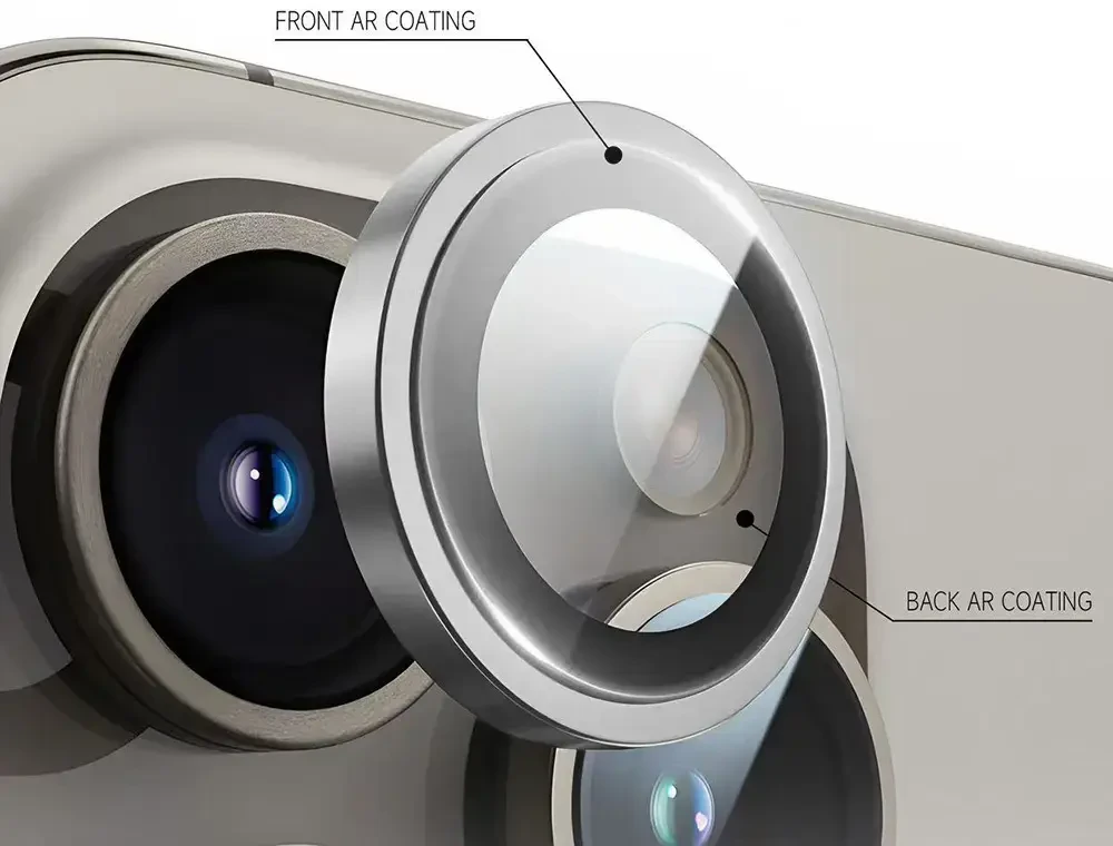 Grūdintas stiklas Tel Protect Titanium Lens 99% AR skirtas Apple iPhone 15/15 Plus skaidrus (objektyvui 2 vnt)