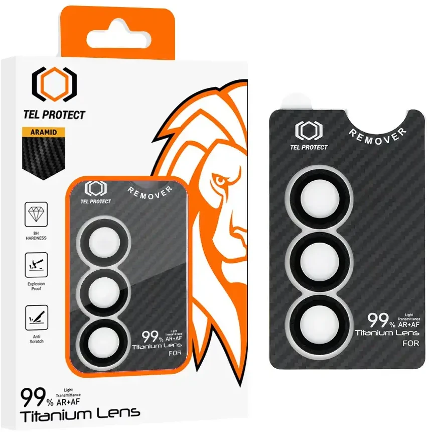 Apsauginis stiklas Tel Protect Titanium Lens 99% AR Aramid Series on camera skirtas Samsung Galaxy S25 Plus (objektyvui 3 vnt)