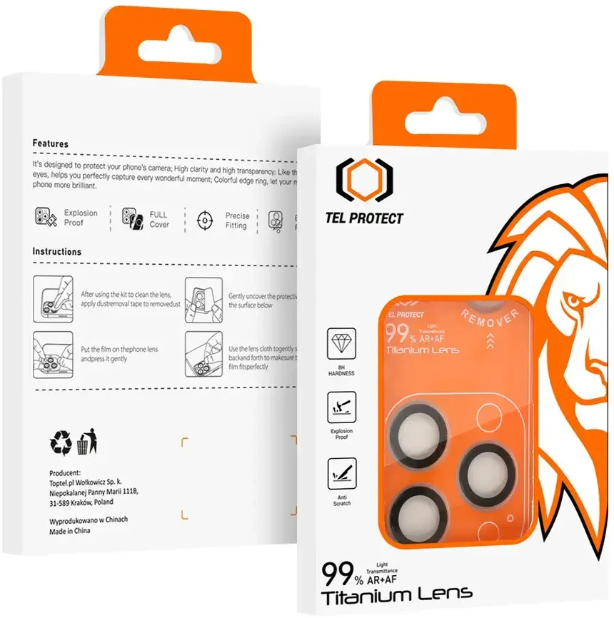 Apsauginis stiklas Tel Protect Titanium Lens 99% AR on camera skirtas Apple iPhone 17 Air transparent (objektyvui 1 vnt)
