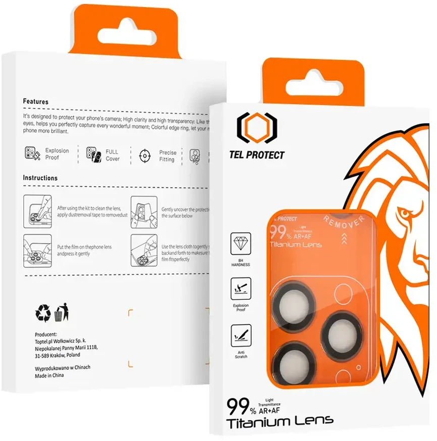 Grūdintas stiklas Tel Protect Titanium Lens 99% AR skirtas Apple iPhone 15 Pro/15 Pro Max titan (objektyvui 3 vnt)