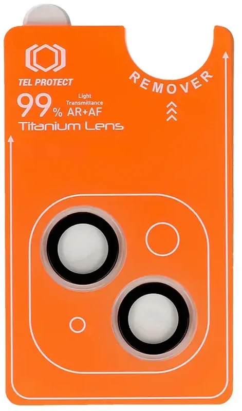 Grūdintas stiklas Tel Protect Titanium Lens 99% AR skirtas Apple iPhone 15/15 Plus skaidrus (objektyvui 2 vnt)