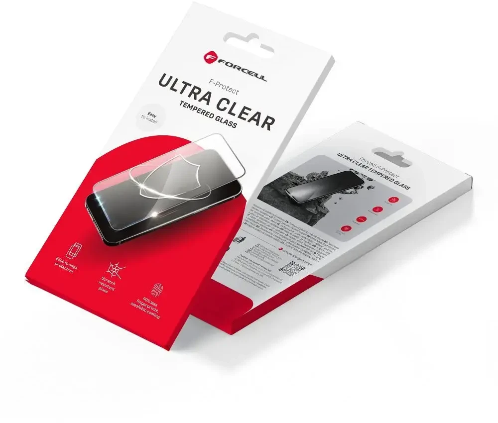 Grūdintas stiklas iPhone 12 PRO MAX Forcell Ultra Clear Glass juodas