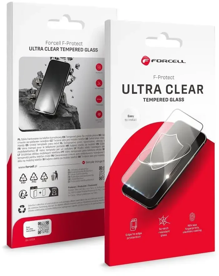 Grūdintas stiklas iPhone 12 PRO MAX Forcell Ultra Clear Glass juodas