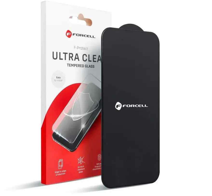 Grūdintas stiklas iPhone 13 PRO / 14 Forcell Ultra Clear Glass juodas