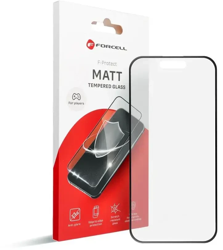 Grūdintas stiklas iPhone 14 PRO MAX Forcell matinis stiklas juodas