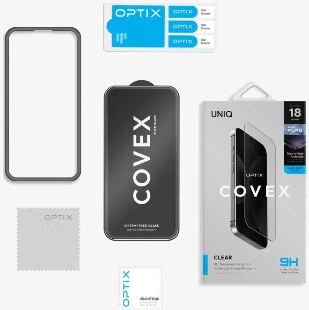 Grūdintas stiklas UNIQ Optix Covex Pure do iPhone 18 Pro