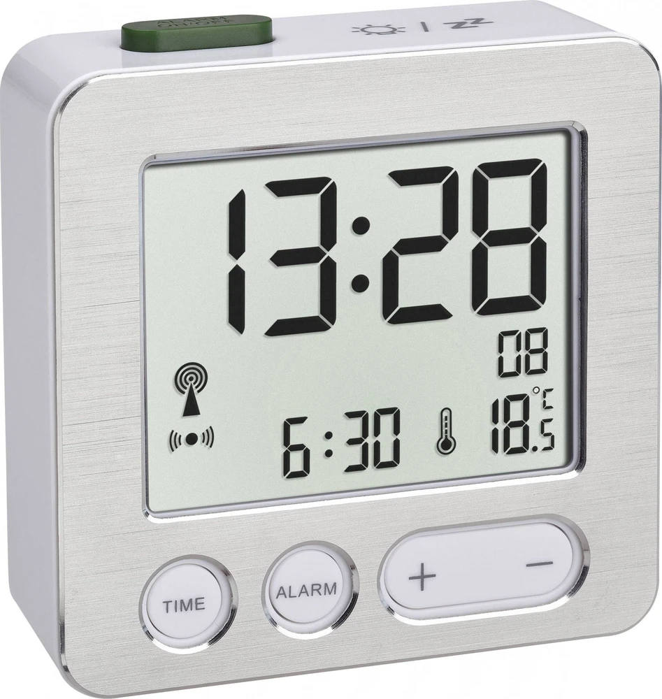 TFA TFA 60.2545.54 RC Alarm Clock sidabrinis/baltas