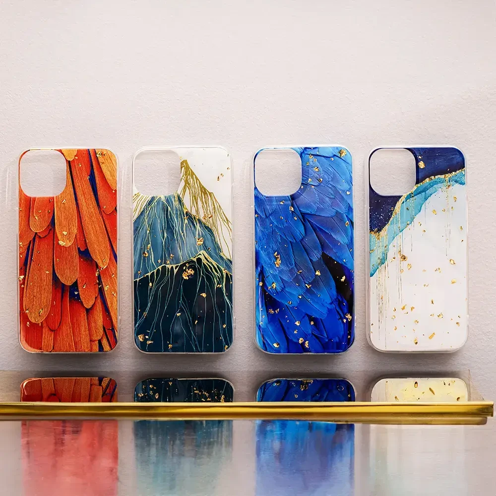 TFO Telforceone Auksinis Glam dėklas, skirtas Xiaomi Redmi 14C 4G / 14C 5G / Redmi A4 / POCO C75 plunksnoms
