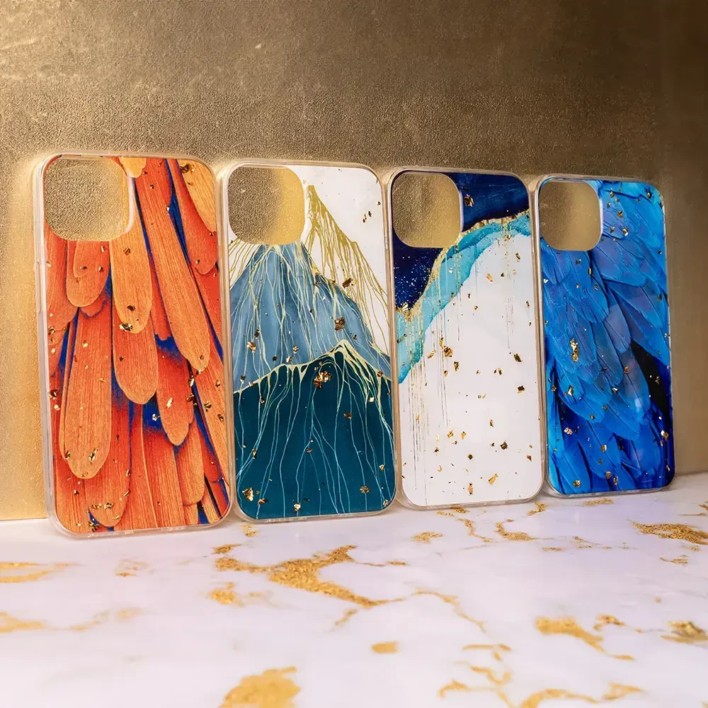 TFO Telforceone Auksinis Glam dėklas, skirtas Xiaomi Redmi 14C 4G / 14C 5G / Redmi A4 / POCO C75 plunksnoms