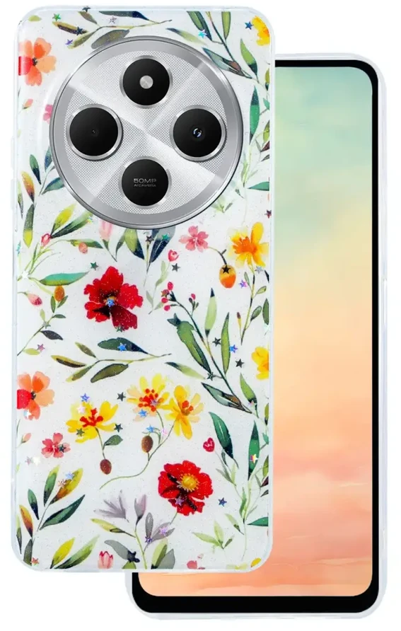 TFO Telforceone „Glow Glam“ dėklas, skirtas „Xiaomi Redmi 14C 4G/ 14C 5G“ / „Redmi A4“ / „POCO C75“, baltas
