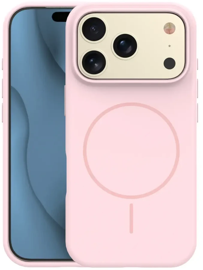 TFO Plonas silikoninis „Magsafe“ dėklas, skirtas „iPhone 17 Pro“, šviesiai rožinis