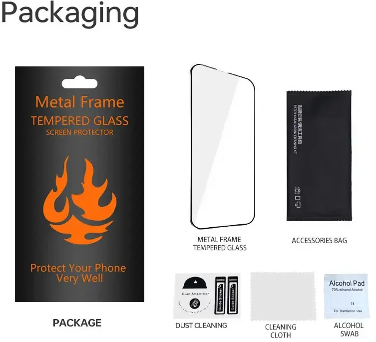 TFO Grūdinto stiklo metalinis rėmelis, skirtas "iPhone 16 Plus" 6,7 juodas rėmelis