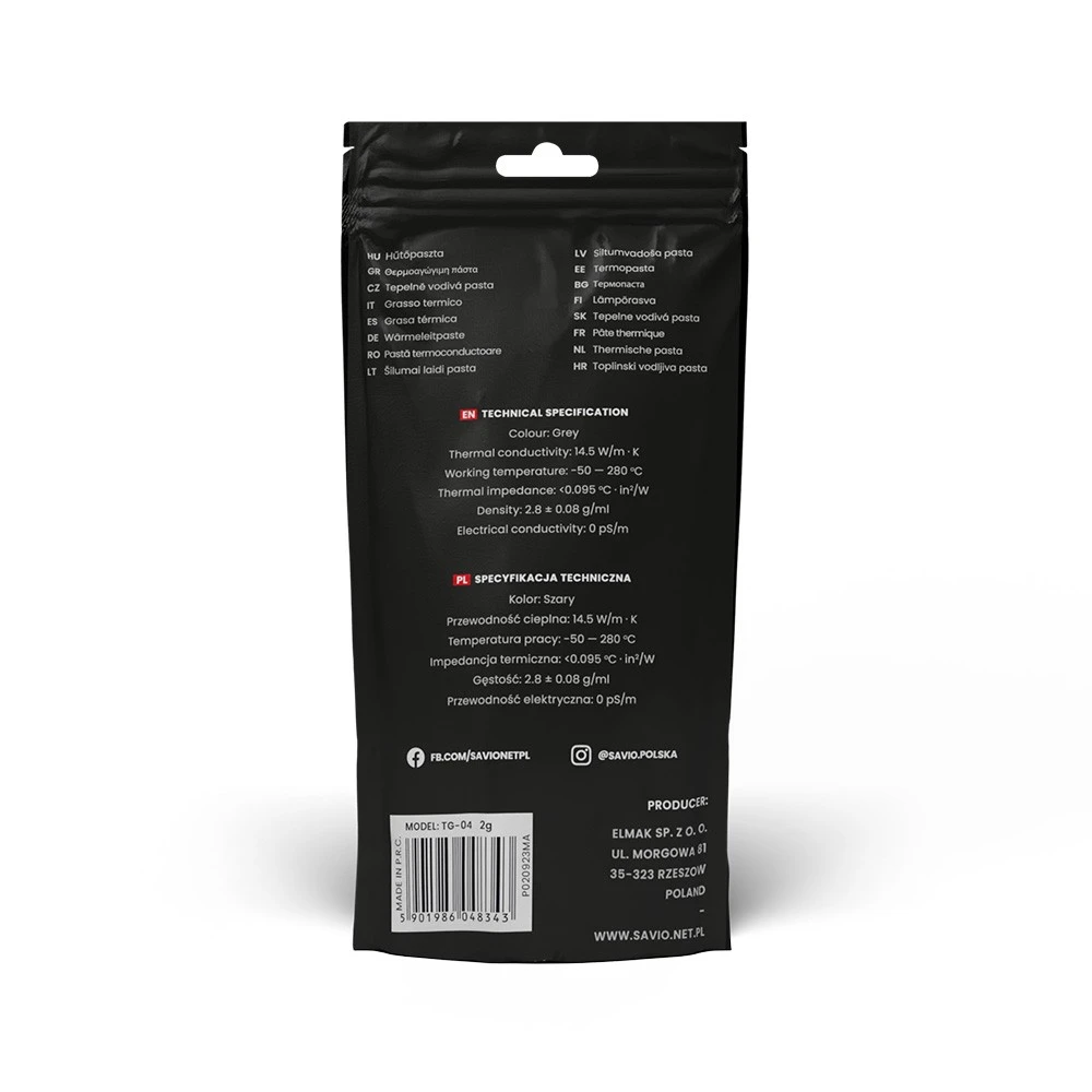 Termo Pasta - Savio Tg-04 14.5 W/m-k 2G