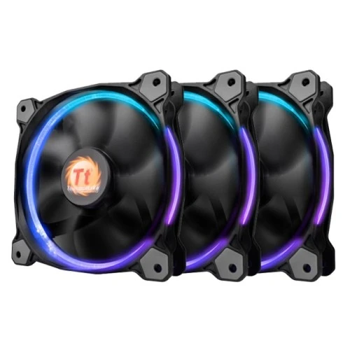 THERMALTAKE Riing 14 LED RGB rinkinys iš 3 didelio našumo korpuso ventiliatorių 3 dalys 140x140x25mm RGB LED triukšmas 28,1 dBA su LNC