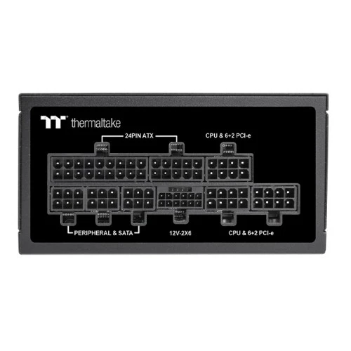 „Thermaltake Toughpower SFX Platinum 850W“, kompiuterio maitinimo šaltinis - juodas, 1x 12VHPWR, 2x PCIe, laidų valdymas, 850 vatų