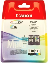 CANON 1LB PG-510 / CL-511 rašalo kasetė juodas ir spalva standartinė talpa juoda: 240 puslapių spalva: 244 puslapiai sudėtinė pakuotė