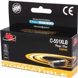 Suderinamas su „UPrint“ rašalo kasetė / CLI551BK XL, C-551XLB, juoda, 11 ml, didelės talpos