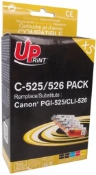 Tusz UPrint Tusz C-525/526 PACK / CLI526 2x juoda, 1x žydra, 1x purpurinė, 1x geltona