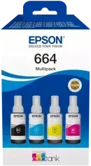 Epson 664 EcoTank 4 spalvų sudėtinė pakuotė | Epson C13T66464A | 664 EcoTank 4 spalvų sudėtinė pakuotė | Rašalo talpykla | Juodas, geltona, žalsvai mėlyna, purpurinė