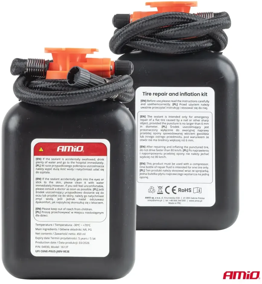 Padangų remonto komplektas su kompresoriumi 31 mm 12 V amio-04930