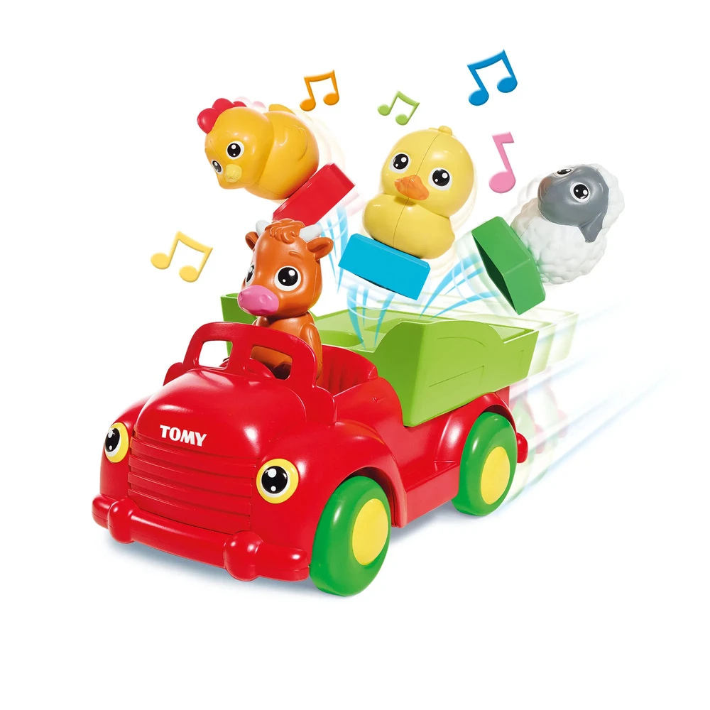 Tomy, „Sort N Pop“, „Farmside Friends“, žaislinis automobilis, 12+ mėnesių