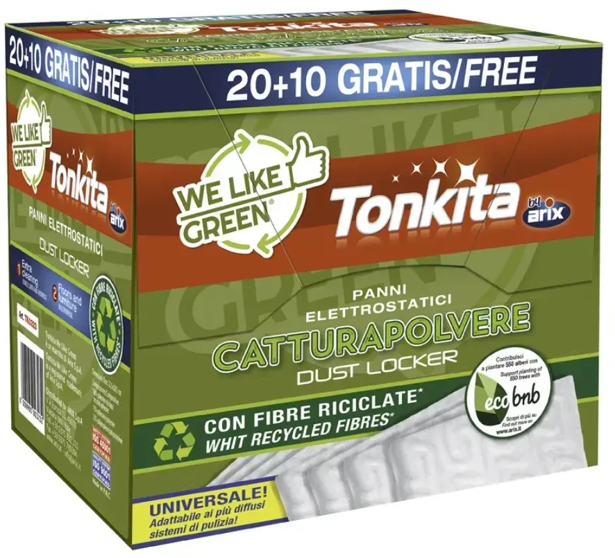 Tonkita we like green TONKITA WE LIKE Žalias Grindų valymo šluostės atsarginės 30 vnt., 8,