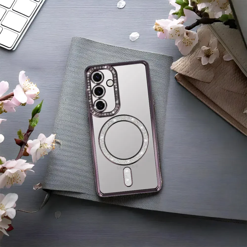 Fusion Accessories Topt Bling Magsafe Dėklas skirtas Samsung Galaxy A56 5G violetnės spalvos