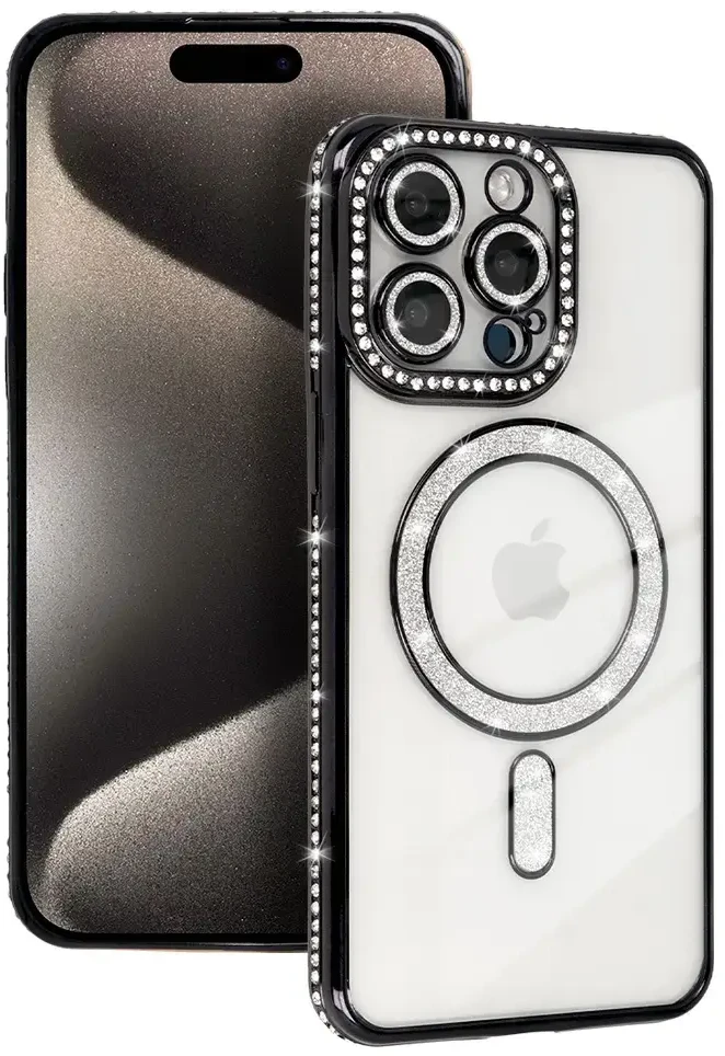 Fusion Accessories Tel Protect Bling Magsafe dėklas skirtas Xiaomi Redmi Note 15 Pro Plus 5G juodos spalvos