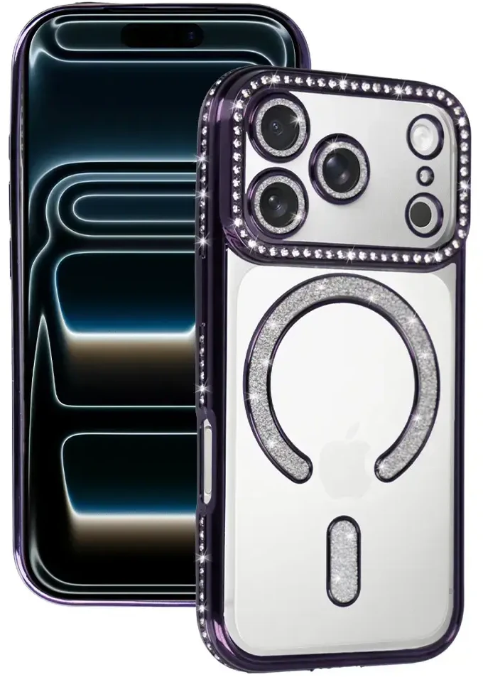 Fusion Accessories Topt Bling Magsafe Dėklas skirtas Apple iPhone 17 Pro violetinės spalvos