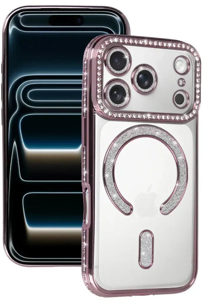 Toptel Topt Bling Magsafe Dėklas skirtas Apple iPhone 17 Pro Max rožinės spalvos