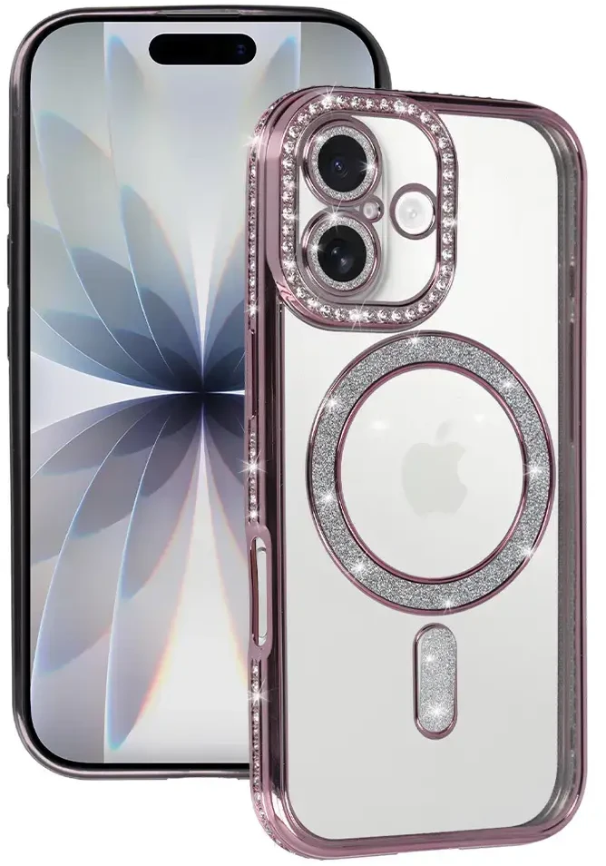 Fusion Accessories Topt Bling Magsafe Dėklas skirtas Apple iPhone 17 rožinės spalvos