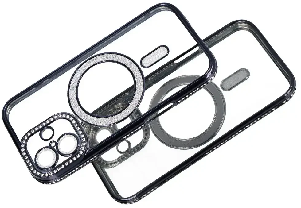 Fusion Accessories Topt Bling Magsafe dėklas, skirtas Apple iPhone 17, juodos spalvos