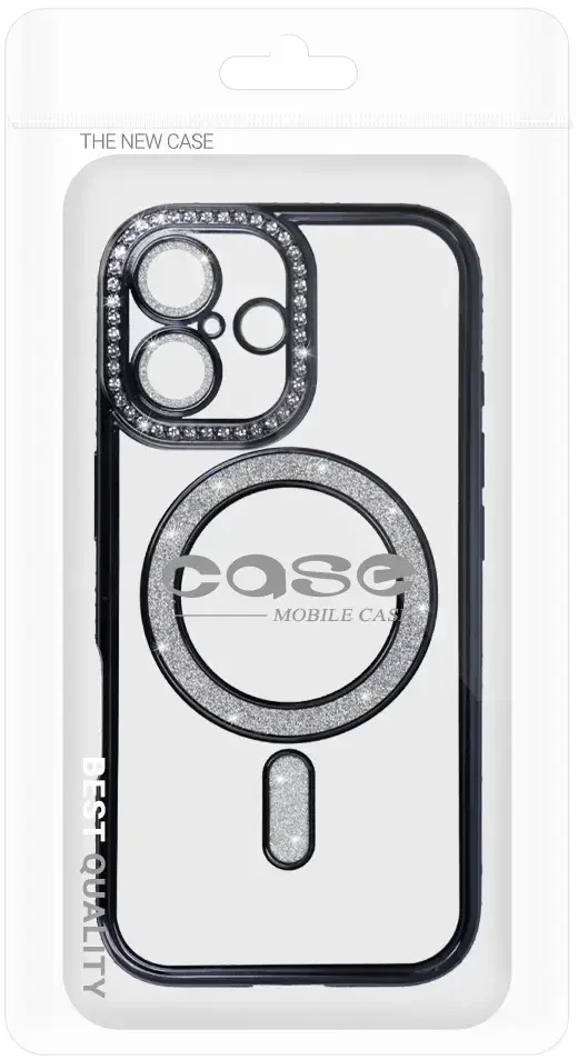 Fusion Accessories Topt Bling Magsafe dėklas, skirtas Apple iPhone 17, juodos spalvos