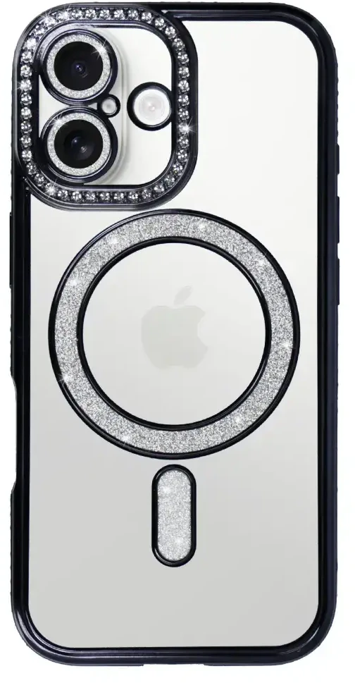 Fusion Accessories Topt Bling Magsafe dėklas, skirtas Apple iPhone 17, juodos spalvos