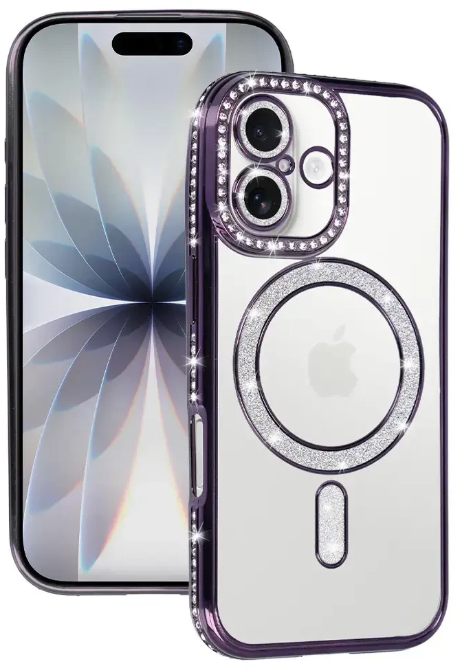 Fusion Accessories Topt Bling Magsafe Dėklas skirtas Apple iPhone 17 violetinės spalvos