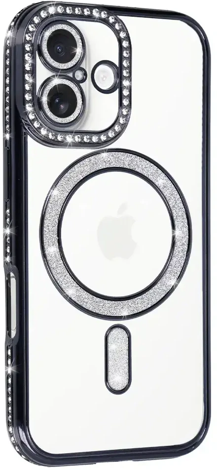 Fusion Accessories Topt Bling Magsafe dėklas, skirtas Apple iPhone 17, juodos spalvos