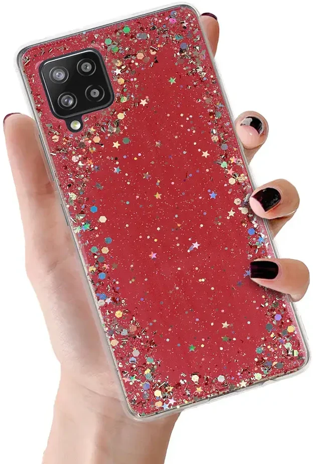 Fusion Accessories Topt Brilliant skaidrus dėklas skirtas Samsung Galaxy A42 5G raudonos spalvos